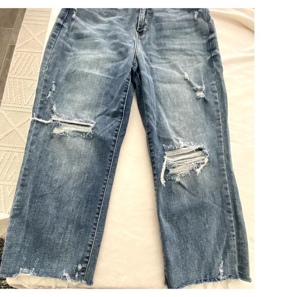 Judy Blue Wide Leg High RIse Distressed Raw Hem Denim Size 13 - Picture 3 of 7